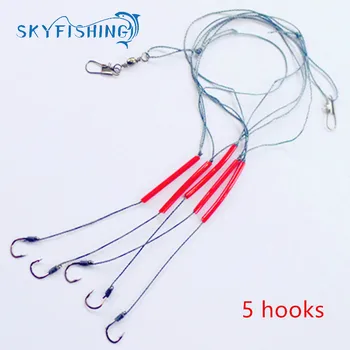 2 balíčky/množstvo 5 háčiky Fishhooks Červená Silné PE lankom Rybárske Stopových Otočný Ryby Riešiť Jig Háčiky RYBOLOV