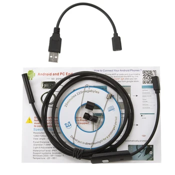 2M 5M Kábel 7.0 mm Objektív 2V1 USB Endoskop Nepremokavé Borescope Trubice, Rúry Kamera pre Samsung Galaxy S4 S5 S6 Poznámka 2 3 4 5 Android