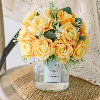 Umelý kvet nastaviť umelý kvet sklenené vázy nábytok elegantné dekorácie reštaurácia rose umelých rastlín črepníkové rastliny