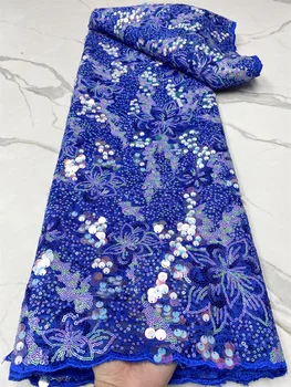 5 metrov Módne francúzsky Flitrami Čipky Textílie 2021 Vysokú Kvalitu Výšivky Afriky Čistý Šnúrky Nigérijský Tylu Textílie 4339B