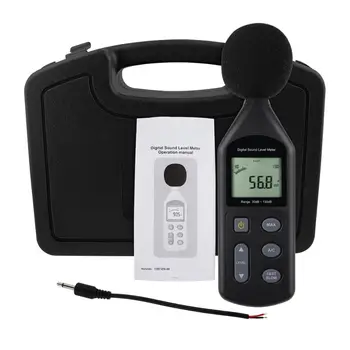 Digital Noise Level Meter Zvuk Tester 30~130dBA / C Frekvenčného Váženia Nástroj Pre-kalibrovaný Objemu Meter w/ Statív Diera