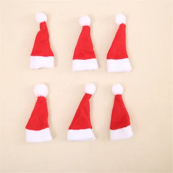 10Pcs Mini Santa Claus Klobúk Vianoce Vianoce Dovolenku Lízatko Top Vňaťou Kryt pre Festival Vianočné Dekorácie Pre Domov Hot Predaj