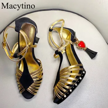 Luxusné Dizajnér Značky gold vysoké podpätky lete ruže kvet ozdobené strappy sandále