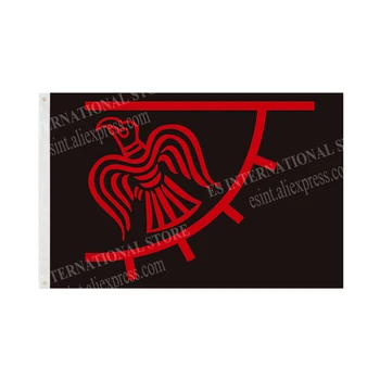 Raven Viking Red A Black Flag 90 x 150 cm 3 x 5 ft Vlastný Banner Kovové Otvory Priechodky, Vnútorné A Vonkajšie