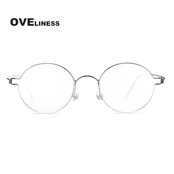 2020 PureTitanium Okrúhle okuliare rám Ženy Muži Optické okuliare Retro Krátkozrakosť Predpis kórejský sklo Screwless okuliare