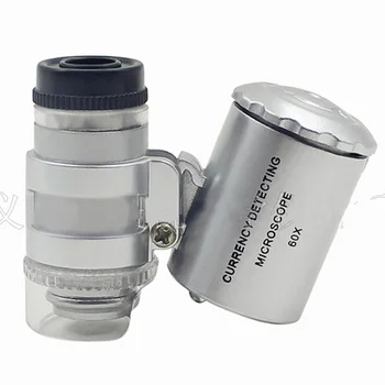 Najnovšie 60X Ručný Mini-pocket Mikroskopom Šperky Zväčšovacie Sklo a LED Svetlá Kontrola Identifikácie Šperky Lupa