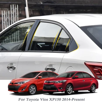 10pcs Auto Styling Pre Toyota Vios XP150-Súčasnosť Auto Okno Orezania Nálepky Strednom Stĺpci Samolepky PVC Externé Príslušenstvo