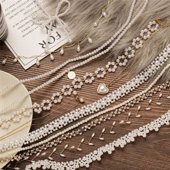AK MI Módne Srdci Crystal Pearl Náhrdelníky Pre Ženy Vintage Luk Uzol Kvet Mince Choker Náhrdelník Temperament Šperky 2020 Nové