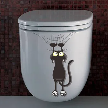3D Mačacie Wc Nálepky Domáce Dekorácie DIY WC, Umyváreň Chladnička PVC Plagáty Kreslených Mačka Wall Art Obtlačky Domáce Dekorácie
