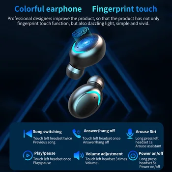 JIMARTI F9 V5.0 Bluetooth 5.0 Slúchadlá TWS Odtlačkov prstov Touch Slúchadlá HiFI Stereo In-ear Slúchadlá Bezdrôtové Slúchadlá pre šport