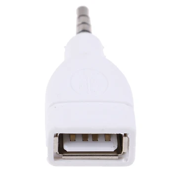 1 Ks Converter Adaptér USB 2.0 Žena Na 3,5 mm Muž AUX Audio Auto Konektor Jack White USB Audio Adaptér