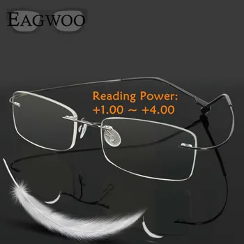 Eagwoo Rimelss Nerezové Flexibilné Okuliare na Čítanie Okuliare Predpis Presbyopic Ďalekozrakosť najperspektívnejší