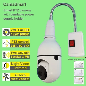 Kamera Wifi 360 Lampa Rýchlo Nainštalovať Smart Home CCTV Krytý Mini Infračervené Nočné Videnie Jednoduché Plug Kontroly Ycc365plus