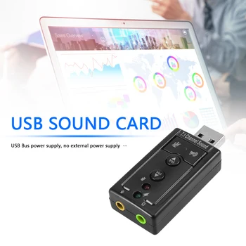 Ľahký 7.1 Virtuálny USB Zvuková Karta Rozhranie Externý Adaptér pre pracovnej Plochy Notebooku, 3.5 mm AUX konektor pre Slúchadlá a Mikrofón Konvertor